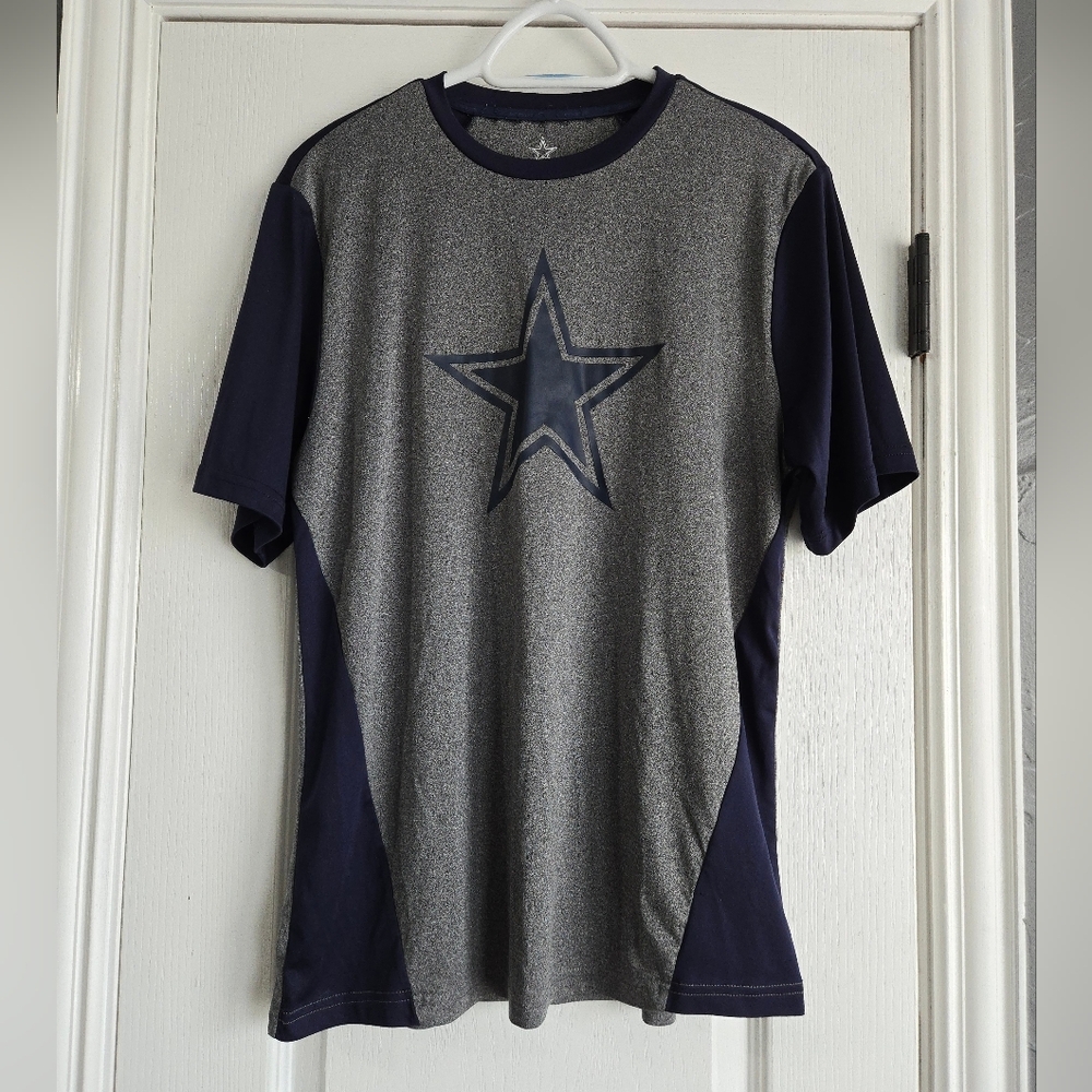 Dallas Cowboys StarAuthentic NFL Navy and Gray Short Sleeve Performance Tee M